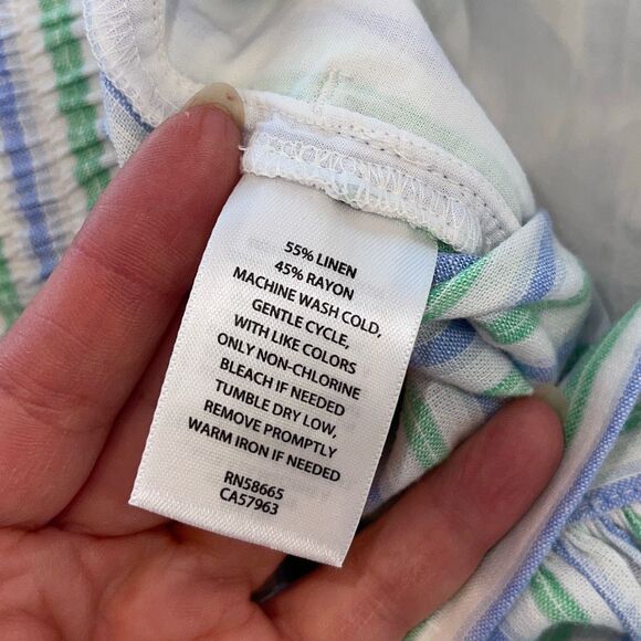 Caslon Pull On Tie Waist Casual Shorts Striped Green Blue NWT XS - Picture 5 of 5